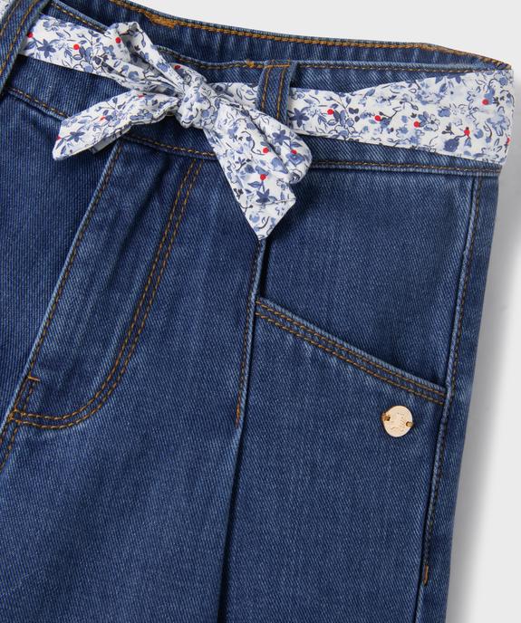 Jean wide leg avec ceinture fleurie fille - LuluCastagnette vue2 - LULUCASTAGNETTE - GEMO