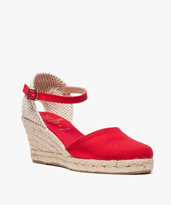 Sandales femme en toile et talon compensé en corde vue2 - GEMO(URBAIN) - GEMO