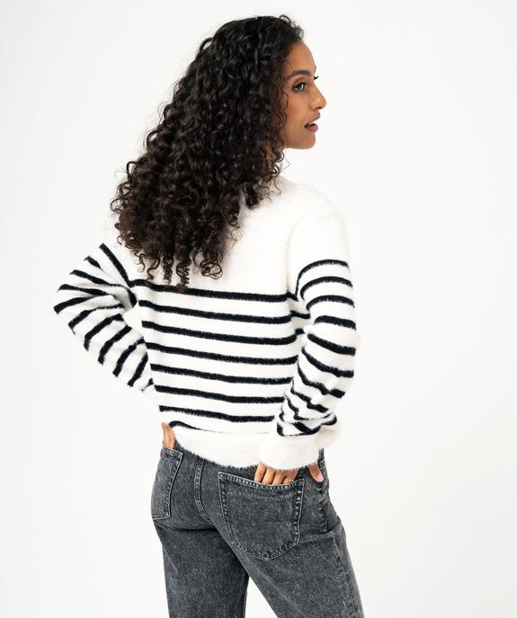 Pull rayé en maille duveteuse femme vue3 - GEMO(FEMME PAP) - GEMO