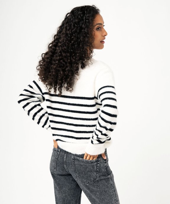 Pull rayé en maille duveteuse femme vue3 - GEMO(FEMME PAP) - GEMO