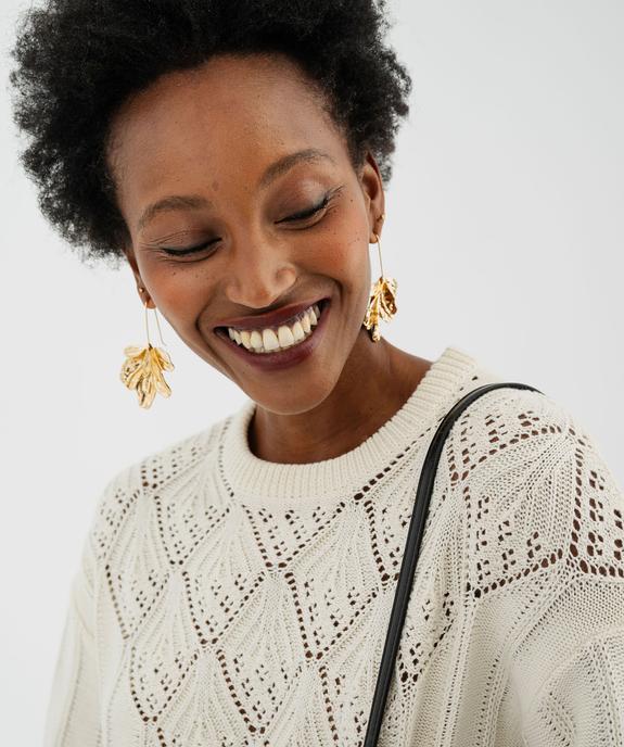 Pull court avec broderies sur le buste femme vue2 - GEMO 4G FEMME - GEMO