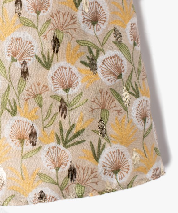 Foulard femme rectangulaire à motif fleuri et touches dorées vue2 - GEMO 4G FEMME - GEMO