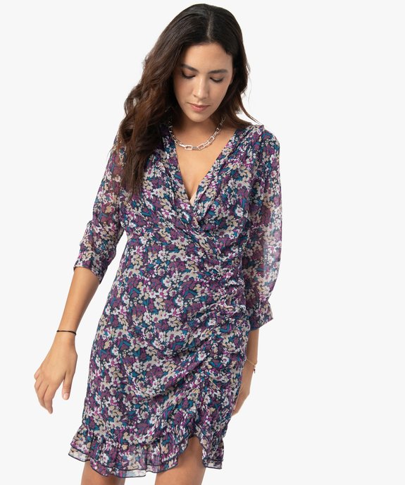 Robe femme en voile à motifs fleuris vue1 - GEMO(FEMME PAP) - GEMO