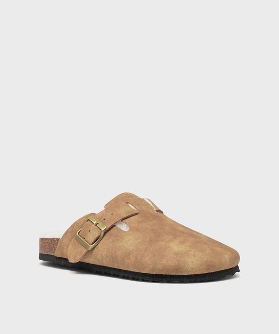 Sabots fourrés en suédine femme vue3 - 5 MILES - GEMO