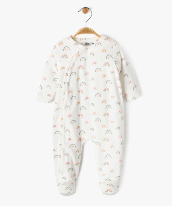 Pyjama en velours ouverture devant à motifs arc-en-ciel bébé fille vue1 - GEMO 4G BEBE - GEMO