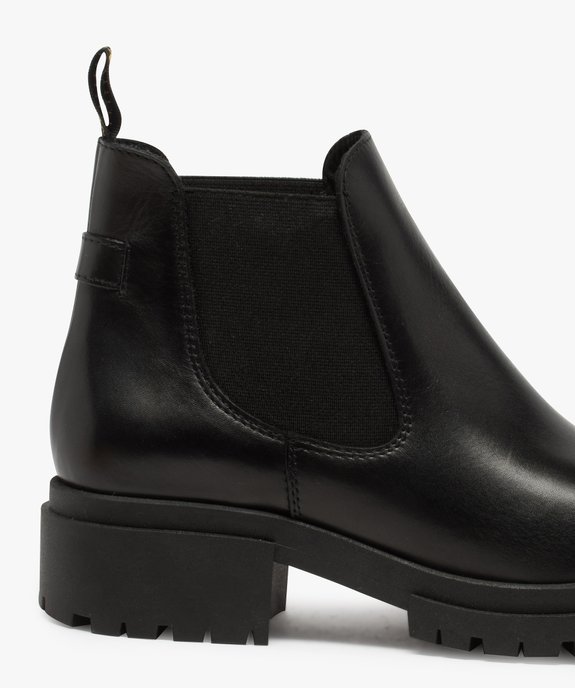 Boots femme style chelsea unis à talon carré et semelle crantée  vue6 - GEMO (CASUAL) - GEMO