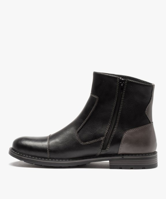 Boots fourrées homme unies à fermeture zippée vue3 - GEMO (CASUAL) - GEMO