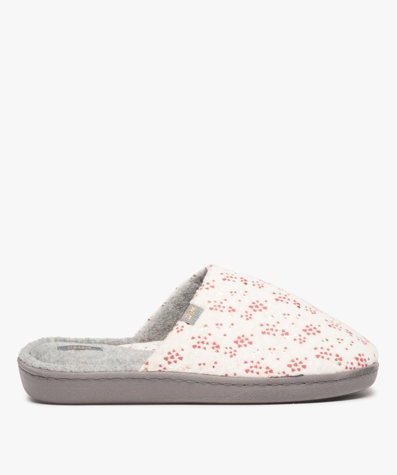 Chaussons femme mules plates en velours imprimé – Dim vue1 - DIM - GEMO