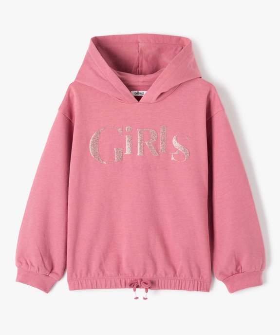 Sweat fille à taille froncée et capuche, motif pailleté vue2 - GEMO (ENFANT) - GEMO