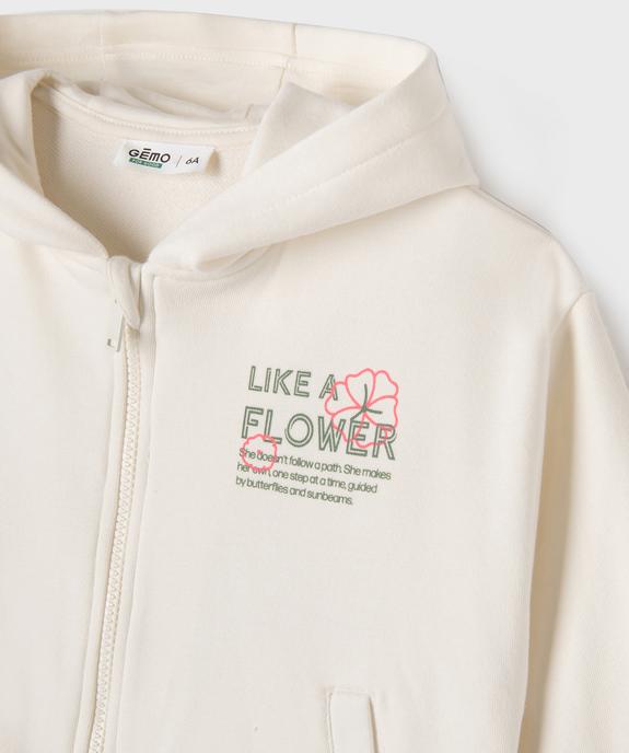 Sweat zippé à capuche imprimé devant et dos fille vue2 - GEMO 4G FILLE - GEMO