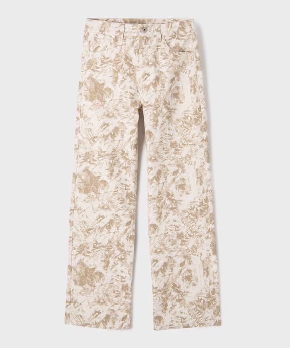 Jean Straight à motif feuillage avec taille ajustable fille vue1 - GEMO 4G FILLE - GEMO