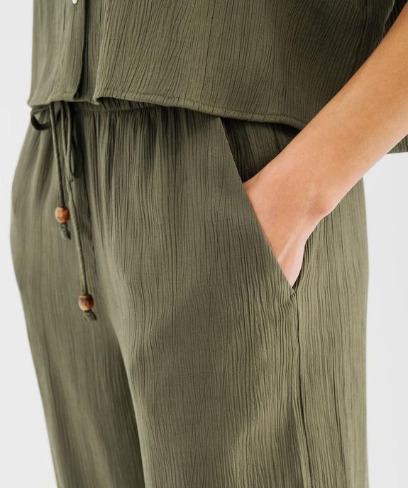 Pantalon large et fluide en viscose froissée femme vue2 - GEMO 4G FEMME - GEMO