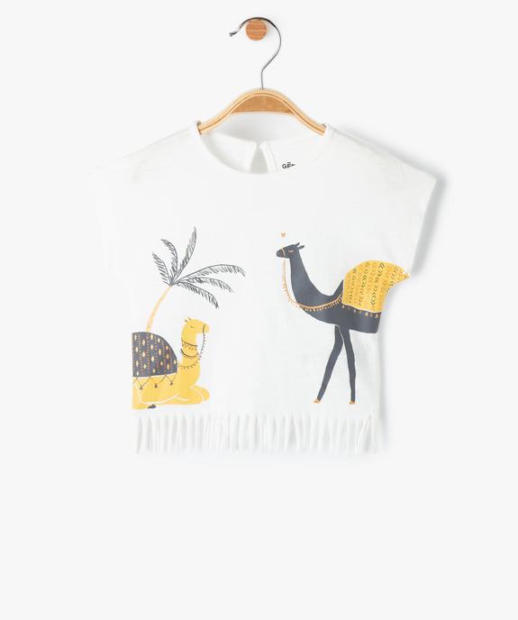 Tee-shirt à franges et manches courtes bébé fille vue1 - GEMO(BEBE DEBT) - GEMO