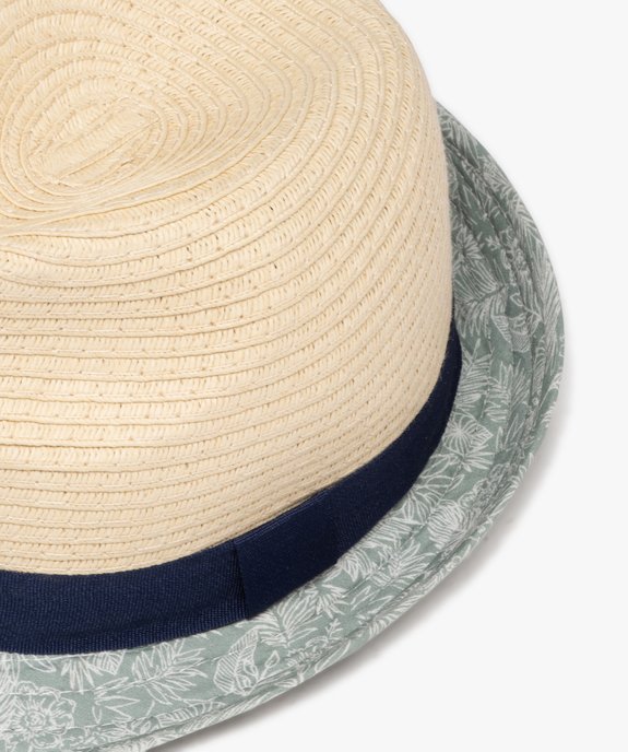 Chapeau en paille de papier avec galon et bords en toile garçon vue2 - GEMO(BEBE DEBT) - GEMO