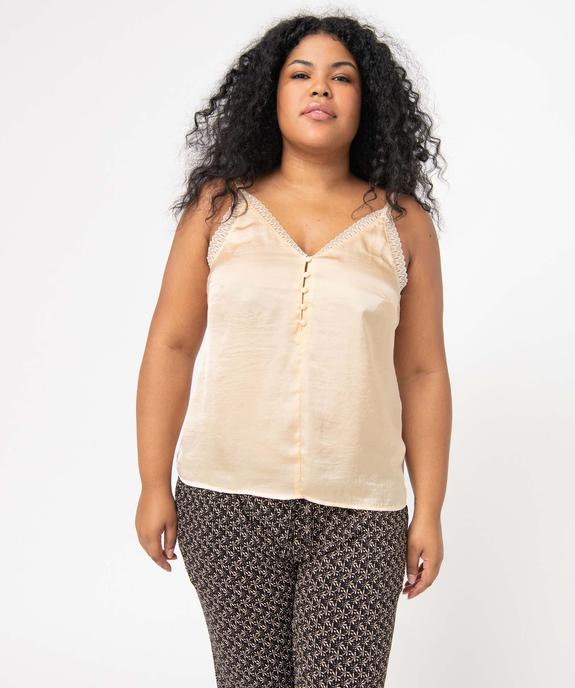 Débardeur femme grande taille en satin, viscose stretch et dentelle vue2 - GEMO(HOMWR FEM) - GEMO