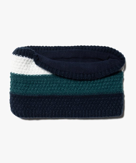Echarpe bébé garçon forme snood à rayures doublé polaire vue1 - GEMO(BEBE DEBT) - GEMO