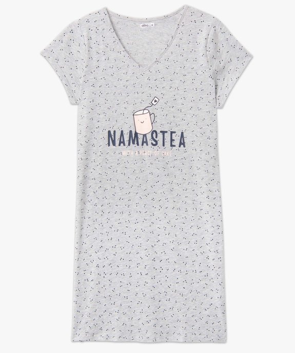 Chemise de nuit imprimée à manches courtes femme vue4 - GEMO 4G FEMME - GEMO