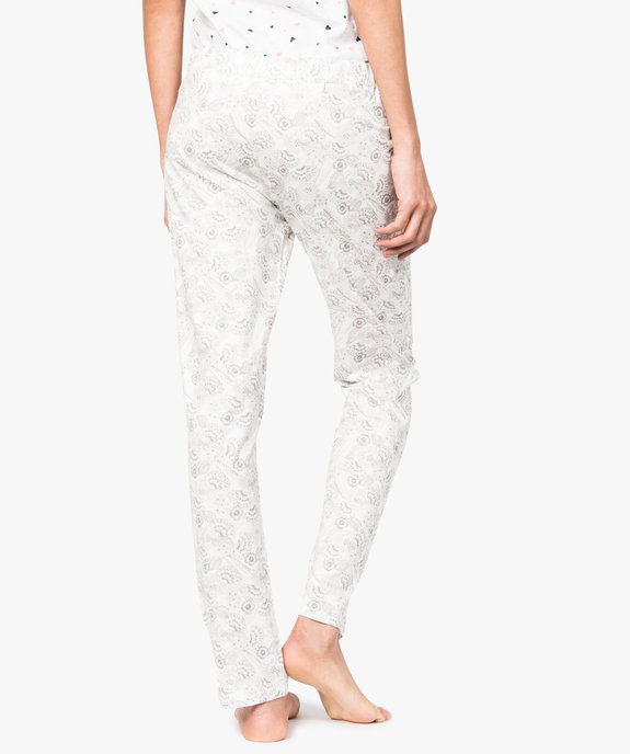 Bas de pyjama imprimé à cordon pompons vue3 - GEMO(HOMWR FEM) - GEMO