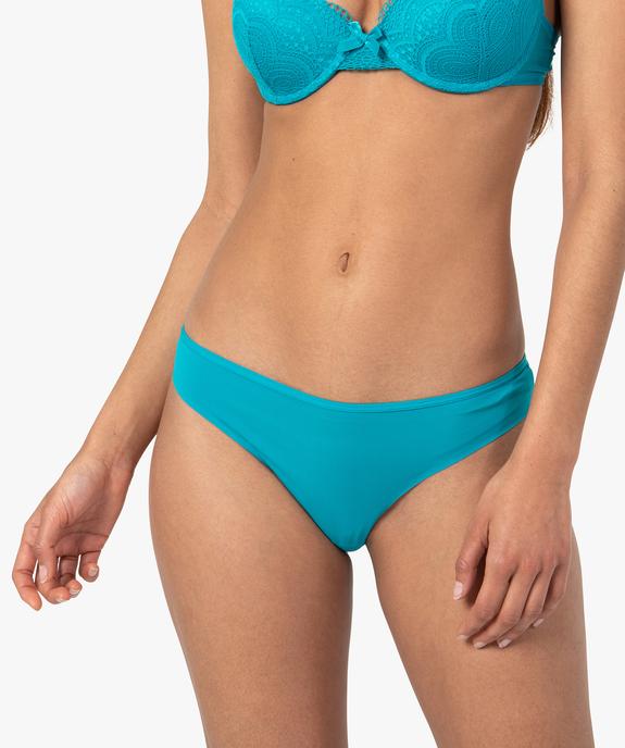 Tanga sans coutures en microfibre et dentelle femme (lot de 2) vue1 - GEMO 4G FEMME - GEMO