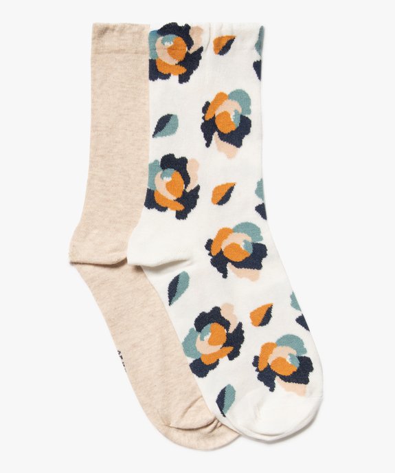 Chaussettes mi-hautes assorties femme (lot de 2) vue1 - GEMO(HOMWR FEM) - GEMO