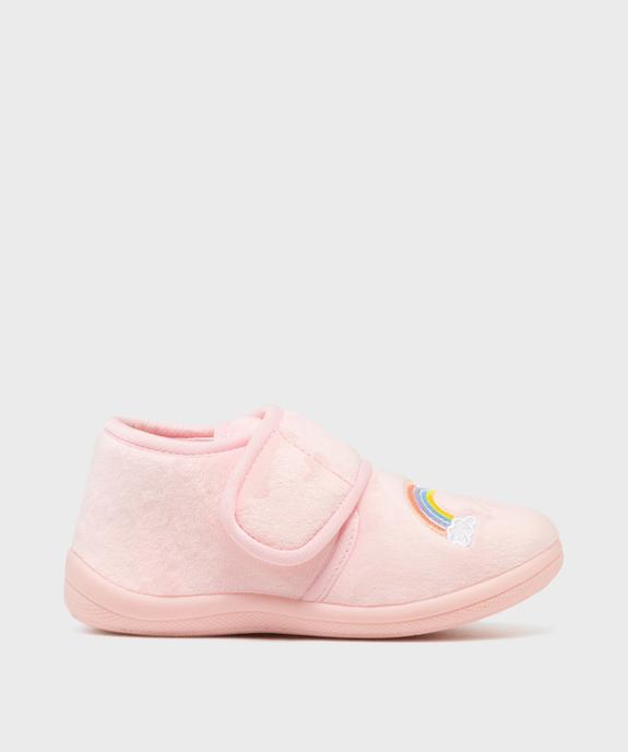 Chaussons en velours à scratch moelleux imprimé arc-en-ciel fille vue1 - GEMO (ENFANT) - GEMO