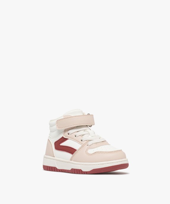 Baskets bébé fille mid-cut avec bride à scratch et à bout perforé vue3 - ATHLETIC - GEMO