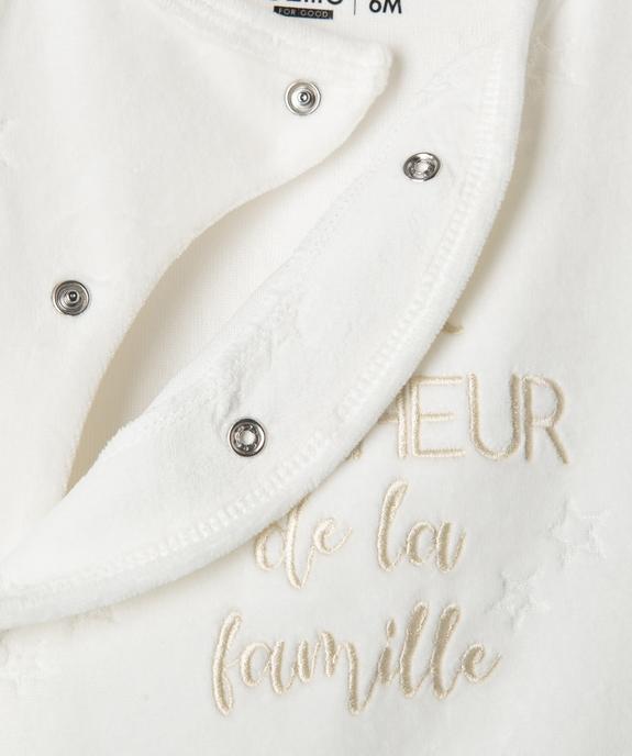 Pyjama en velours ouverture devant avec message  bébé vue2 - GEMO 4G BEBE - GEMO