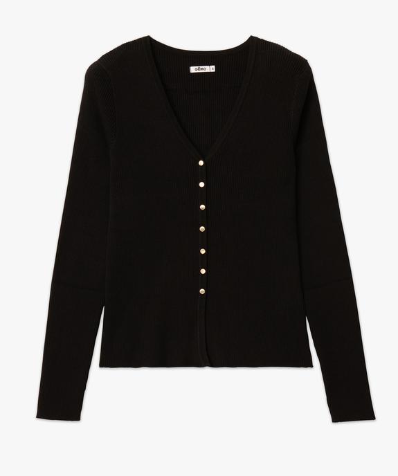 Gilet col V en maille côtelée coupe ajustée femme vue4 - GEMO(FEMME PAP) - GEMO