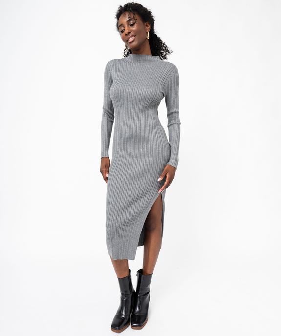 Robe tube en maille côtelée à col montant femme vue1 - GEMO 4G FEMME - GEMO