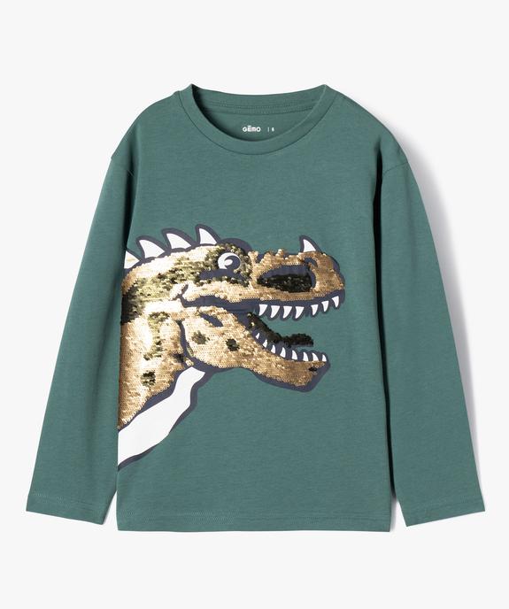 Tee-shirt à manches longues avec motif dinosaures et sequins réversibles garçon vue3 - GEMO (ENFANT) - GEMO
