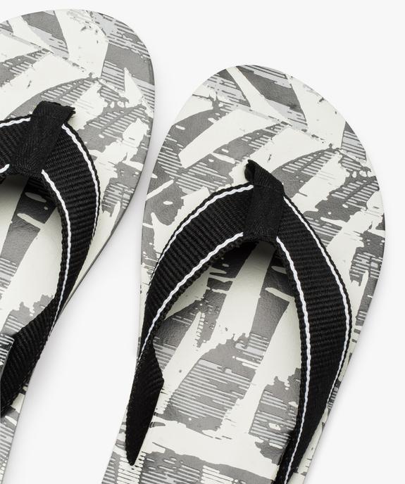 Tongs homme larges brides en toile et semelle imprimée  vue3 - GEMO (PLAGE) - GEMO