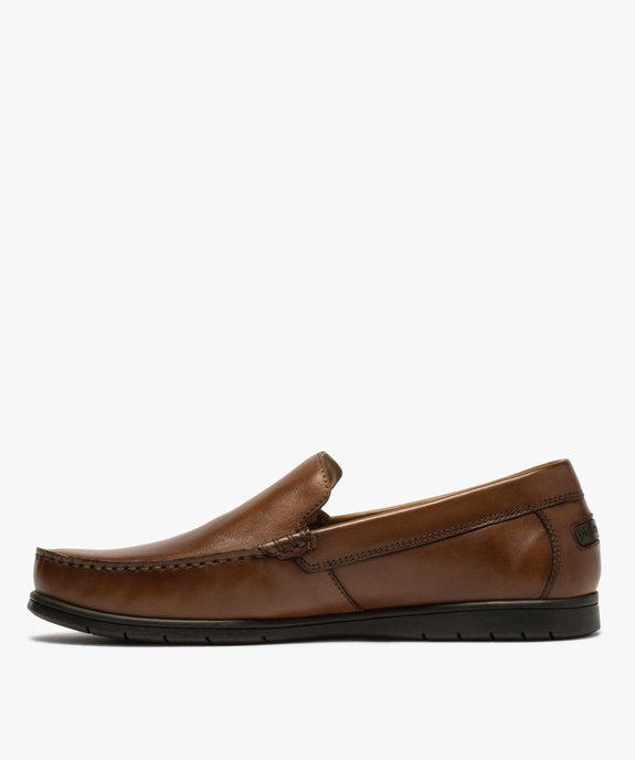 Mocassins homme unis en cuir – Pierre Cardin vue3 - PIERRE CARDIN DIFFUSION - GEMO