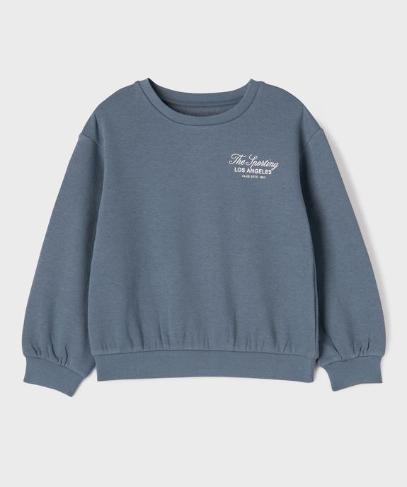 Sweat molletonné avec inscriptions fille vue3 - GEMO 4G FILLE - GEMO