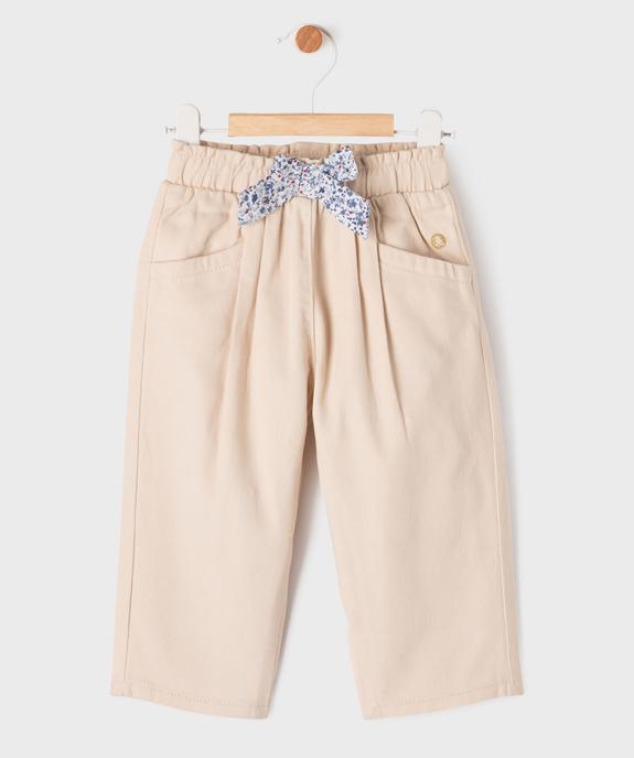 Pantalon en coton avec noeud à la taille bébé fille - LuluCastagnette vue1 - LULU CASTAGNETTE GEMO FOR GOOD - GEMO