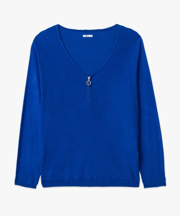 Pull fin avec col V zippé femme grande taille vue4 - GEMO 4G GT - GEMO