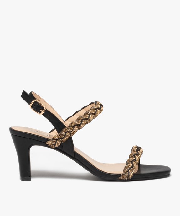 Sandales femme à talon et brides tressées en strass vue2 - GEMO(URBAIN) - GEMO