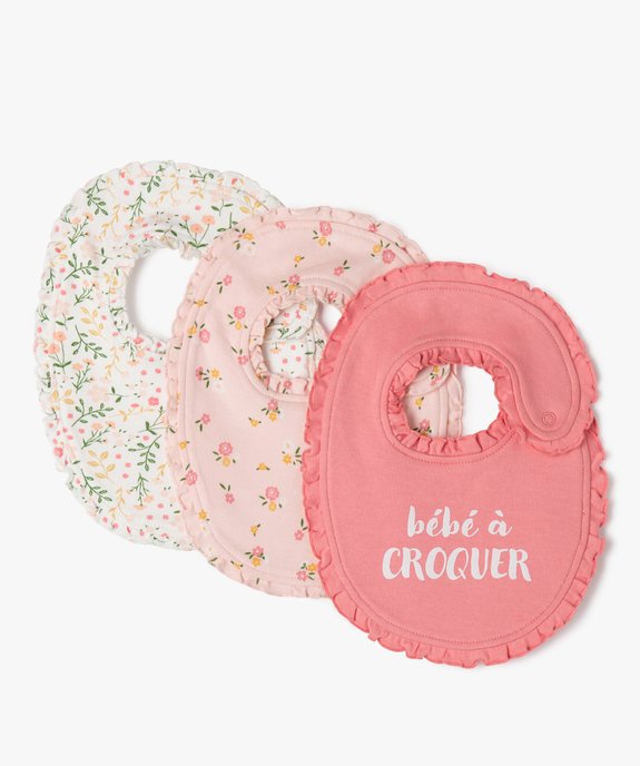 Bavoir naissance en jersey et éponge à volant (lot de 3) vue1 - GEMO(BB COUCHE) - GEMO