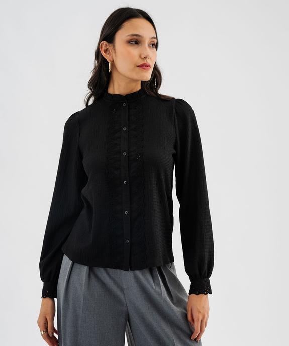 Chemise manches longues en maille texturée et dentelle femme vue4 - GEMO(FEMME PAP) - GEMO