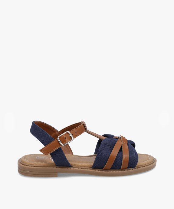 Sandales fille à brides en toile et matière lisse vue1 - GEMO (ENFANT) - GEMO