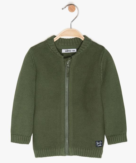 Gilet bébé garçon zippé en maille fantaisie vue1 - GEMO(BEBE DEBT) - GEMO