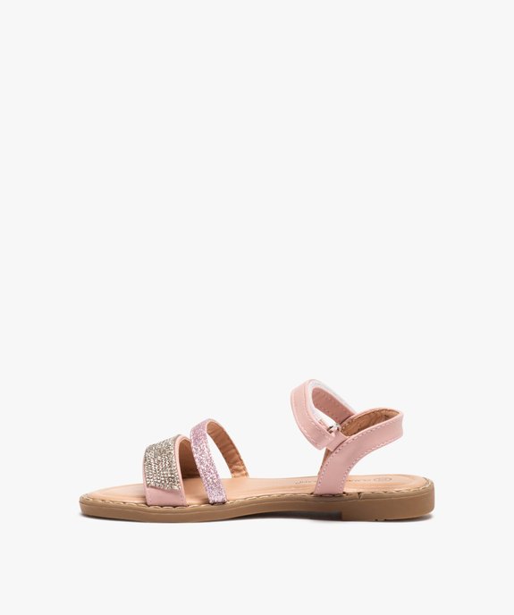 Sandales fille à strass et paillettes avec fermeture à scratch vue3 - GEMO (ENFANT) - GEMO