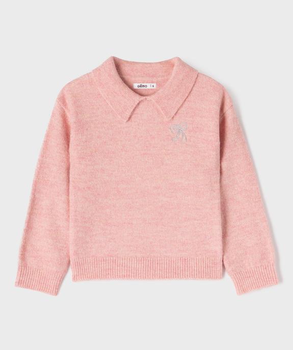 Pull à col chemise en maille chinée fille vue1 - GEMO (ENFANT) - GEMO