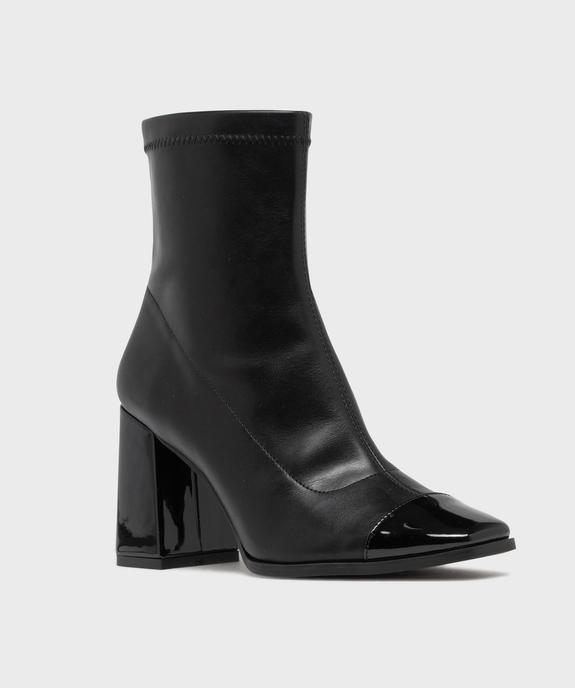 Boots chaussettes à talon et bout carré verni femme vue3 - FOLLOW ME G4G - GEMO