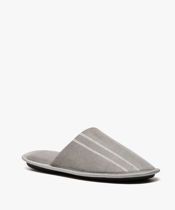 Chaussons homme forme mules velours avec liserés vue2 - GEMO(HOMWR HOM) - GEMO