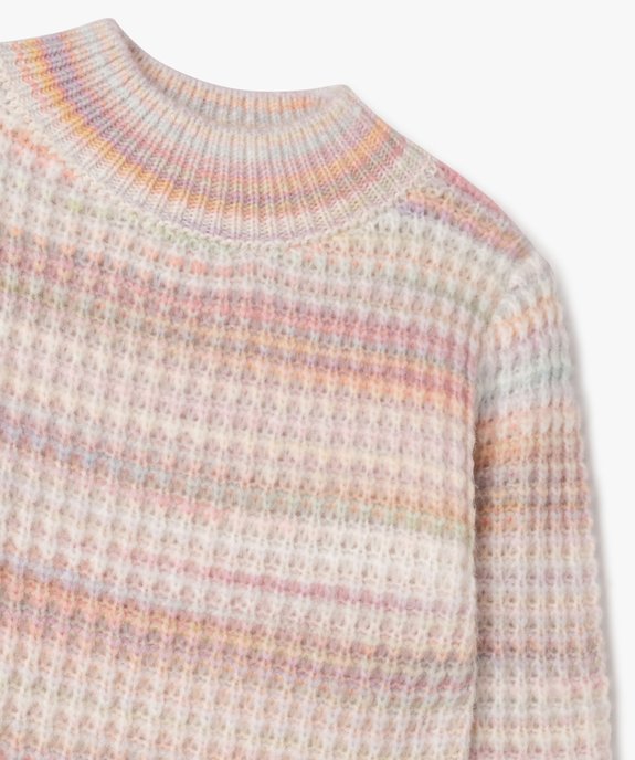 Robe pull en maille fantaisie à col montant fille vue2 - GEMO (ENFANT) - GEMO