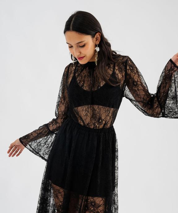 Blouse manches longues en dentelle transparente femme vue2 - GEMO(FEMME PAP) - GEMO