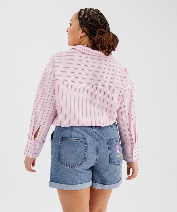 Chemise manches longues en coton rayé femme vue3 - GEMO (G TAILLE) - GEMO