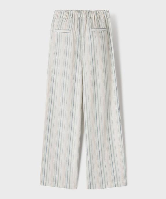 Pantalon large en viscose et lin rayé fille vue4 - GEMO 4G FILLE - GEMO