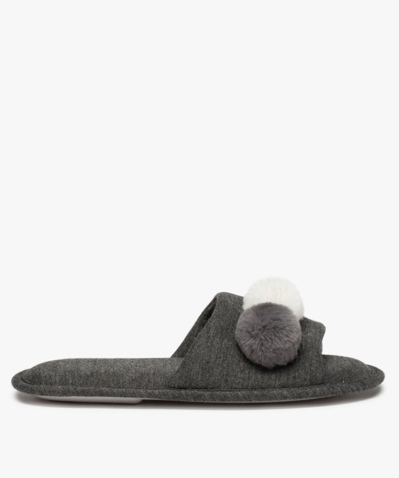 Chaussons femme mules ouvertes avec pompons vue1 - GEMO(HOMWR FEM) - GEMO