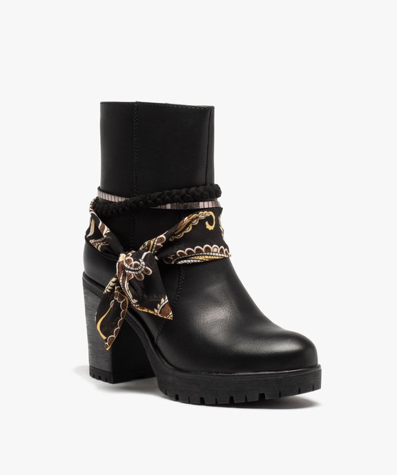 Boots femme à talon large et bride foulard vue2 - GEMO(URBAIN) - GEMO